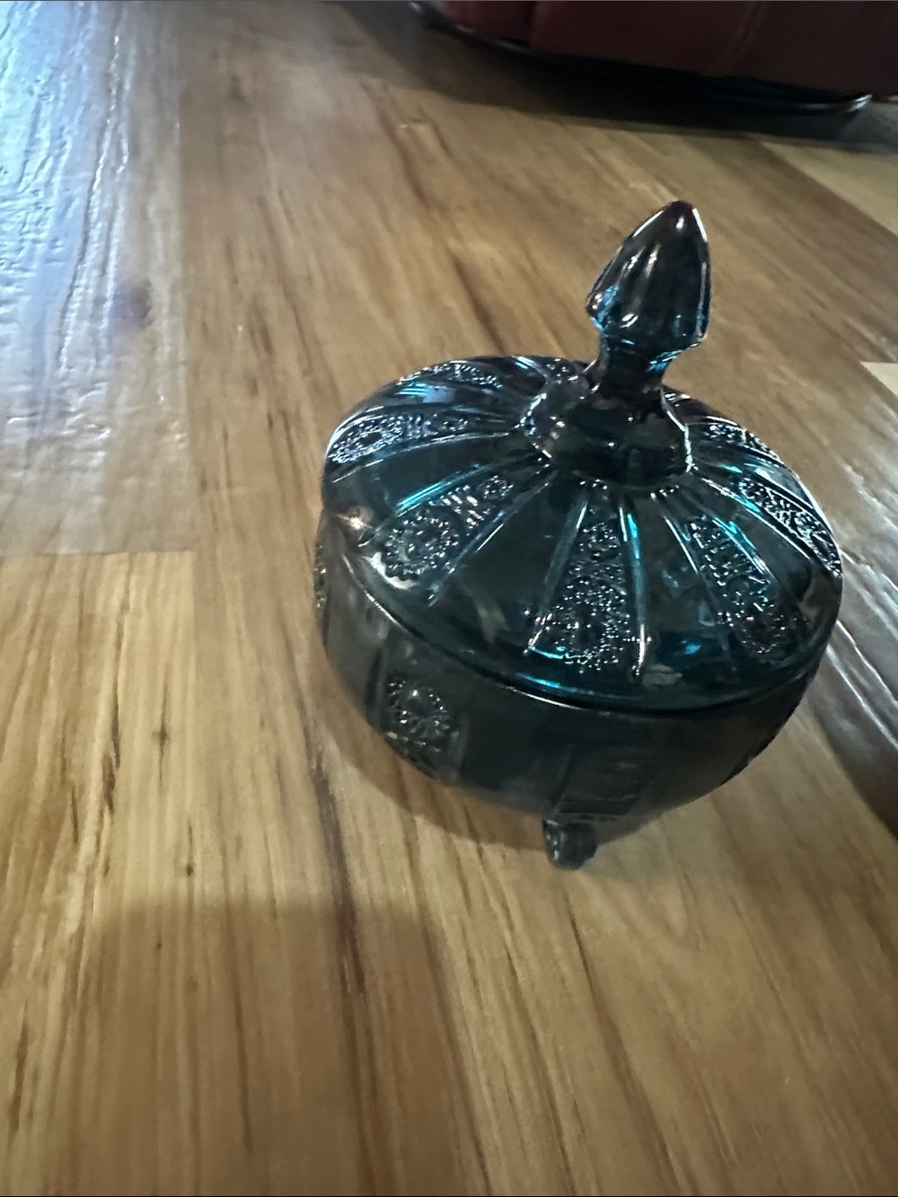 Blue Decorative Glass Trinket Jar & Gold Metal Bowl Set - Picture 3 of 3
